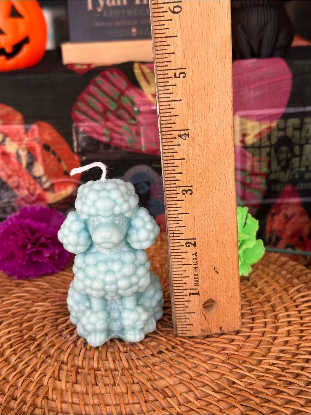 Light Blue Poodle Candle